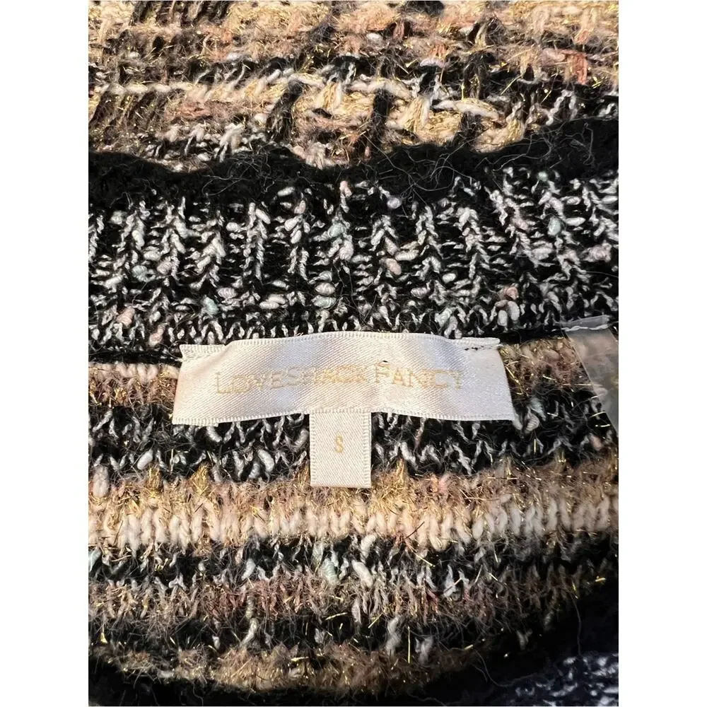 LoveShackFancy Chantria Tweed Knit Cardigan Pearl Button Bouclé Sweater Jacket S